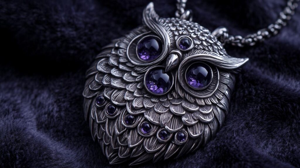 Decouvrez notre Pendentif Hibou Argent Amethyste : L’alliance parfaite entre elegance et spiritualite